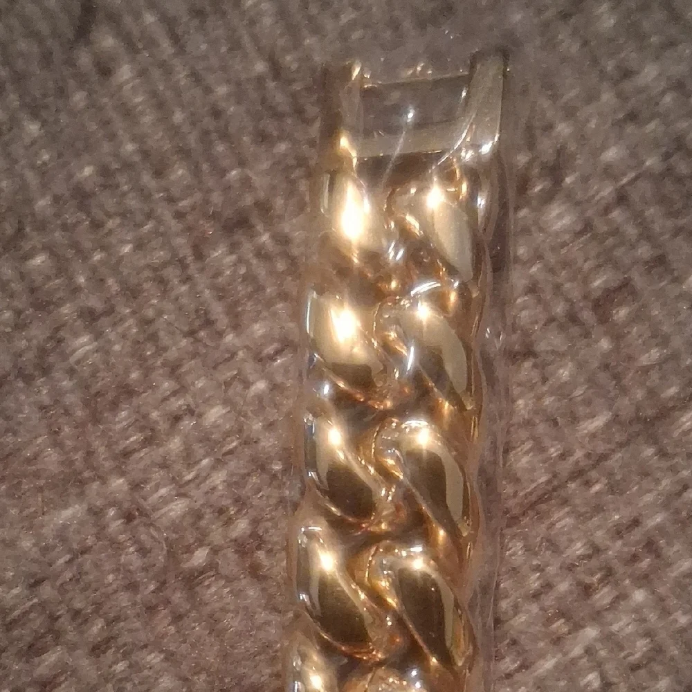 Men’s Gold Colored Chain Necklace 12mm, Stainless Steel Clasp, HHIOK NIB Holiday